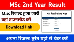 Msc 2nd Year Result 2024: (एमएससी द्वितीय वर्ष का परिणाम जारी) Msc Result 2024 यहां से डाउनलोड करें