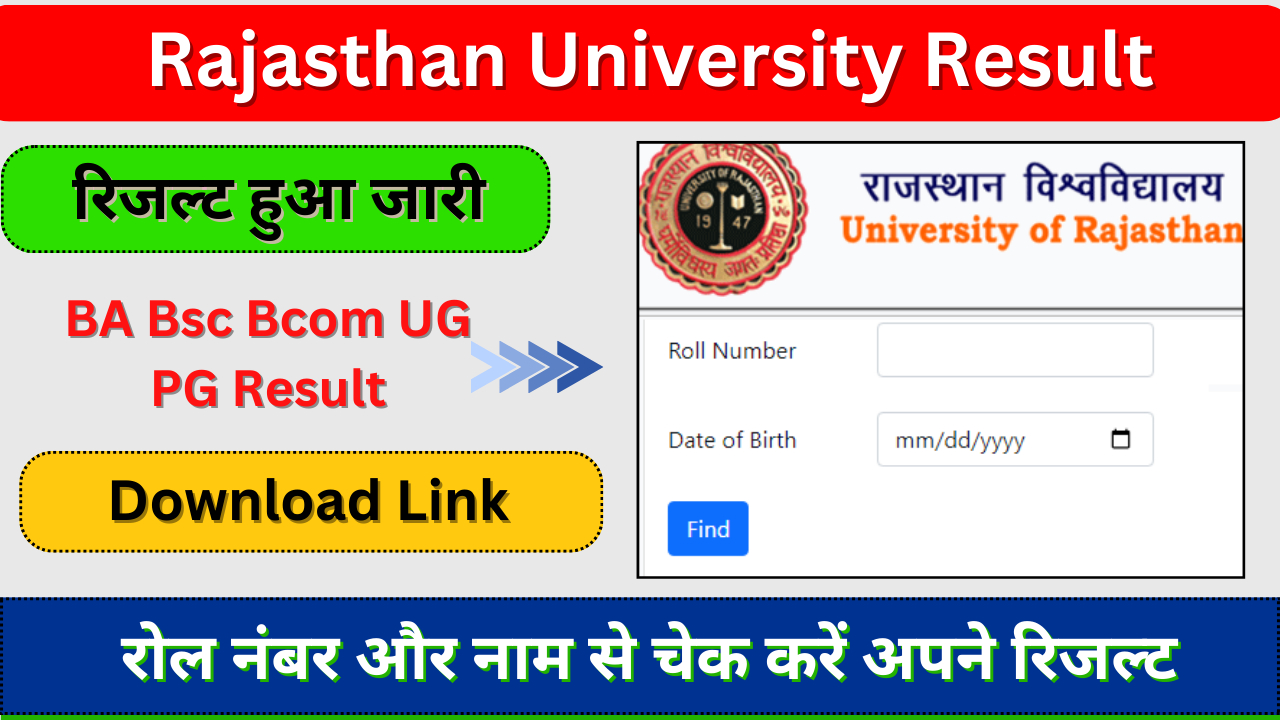 Rajasthan University Result 2024 {Direct link} यहां से डाउनलोड करें Uniraj BA Bsc Bcom UG Result 2024