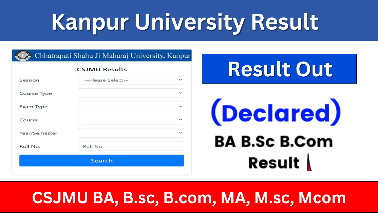 Kanpur University Result 2024: (Direct link) csjmu.ac.in BA B.Sc B.Com UG PG Results 2024, check csjmu.ac.in/