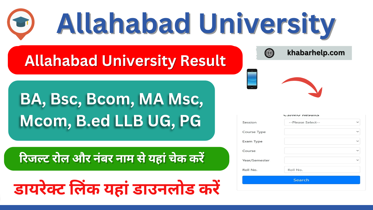 Allahabad University Result 2024: {Out} check allduniv.ac.in BA, BSC, BCOM, MA, MSC, MCOM, Results Available