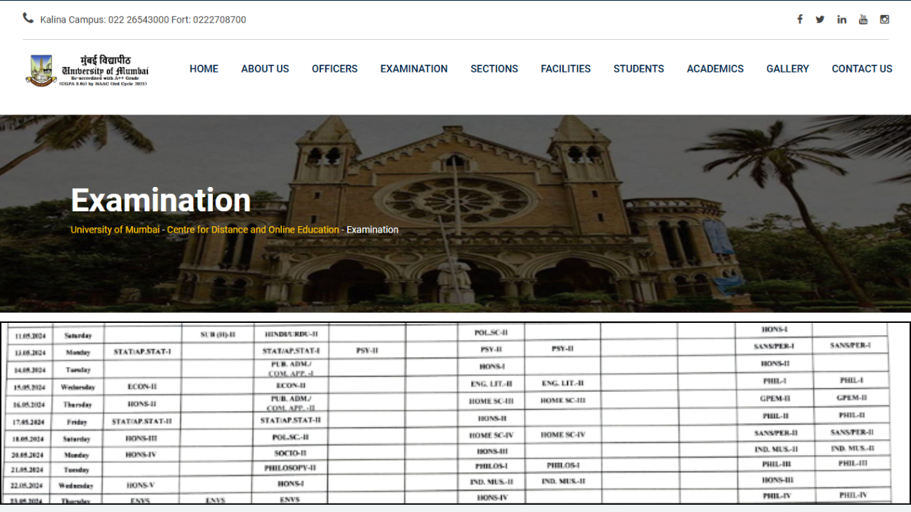 Mumbai University Time Table 2024: (Out) Check mu.ac.in/examination MU Date Sheet 2024