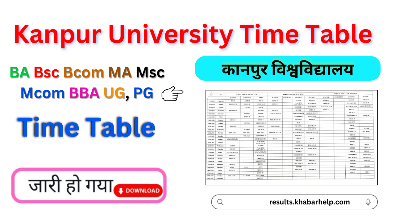 Kanpur University Time Table 2024-25, (PDF) यहाँ देखें csjmu.ac.in CSJMU BA BSC BCOM Exam Dates