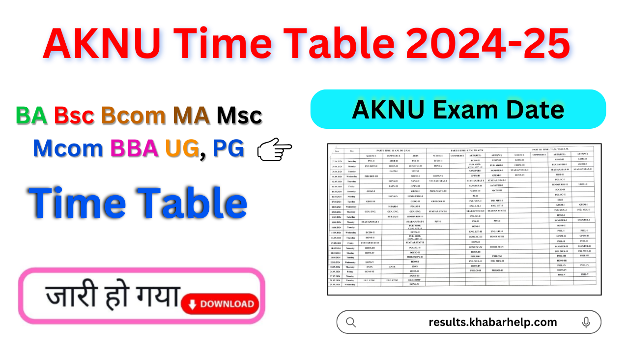 AKNU Time Table 2024-25: {aknu.ac.in} BA, BSc, BCom Adikavi Nannaya University Exam Date Sheet