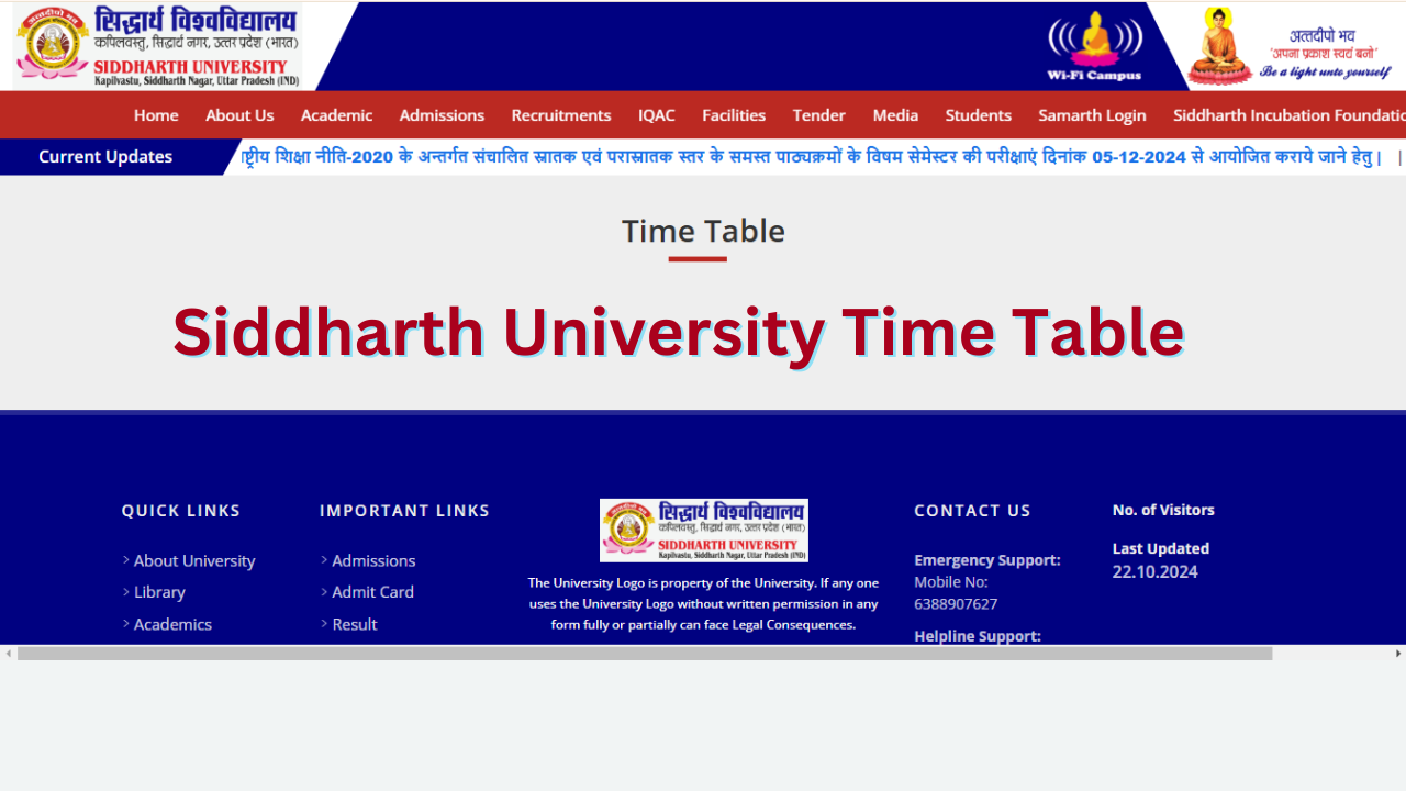 Siddharth University Time Table 2024: (suksn.edu.in) PDF Siddharth University BA BSC BCOM Exam Date Sheet