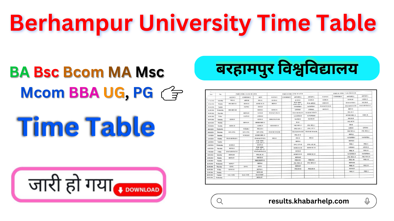 Berhampur University Time Table 2024: (buodisha.edu.in) PDF Berhampur University BA BSC BCOM Exam Date Sheet