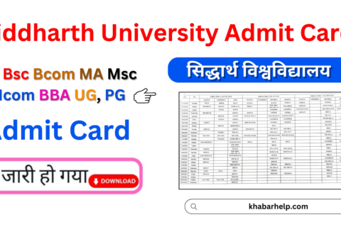 Siddharth University Admit Card 2024-25: {www.suksn.edu.in} PDF BA, BSC, BCOM, UG PG Admit Card Hall Ticket