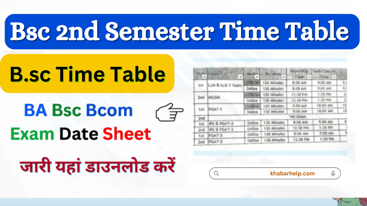 Bsc 2nd Semester Time Table 2024: जारी यहां डाउनलोड करें B.sc Semester Exam Date Sheet