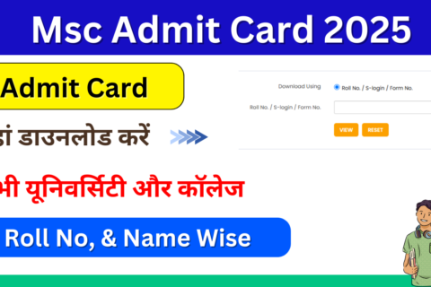 Msc Admit Card 2025: (एमएससी एडमिट कार्ड 2025) जारी, विश्वविद्यालय अनुसार यहां डाउनलोड करें