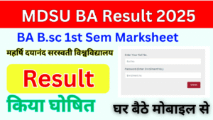MDSU BA Result 2025, MDSU BA Result 2025, MDSU BA 1st Semester Result Download जारी, किया डाउनलोड करें