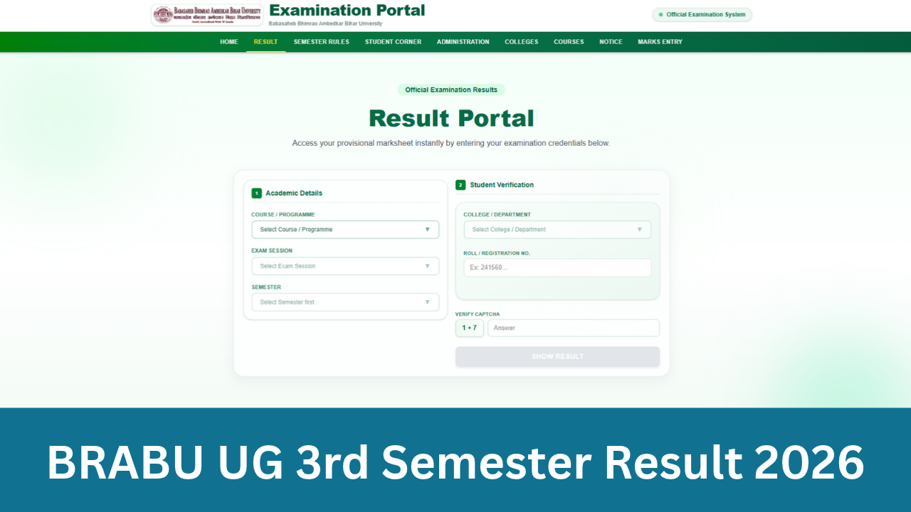 BRABU UG 3rd Semester Result 2026: Out BRABU BA Bsc Bcom UG, PG 2024-28 का रिजल्ट जारी, अभी चेक करें