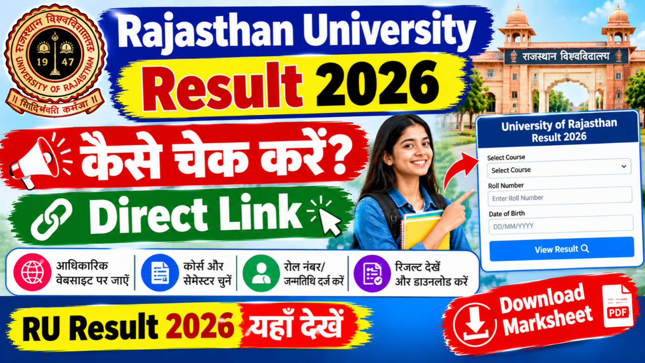 Rajasthan University Result 2026: Out at result.uniraj.ac.in BA B.sc Bcom BCA UG and PG Marksheet 2026 PDF